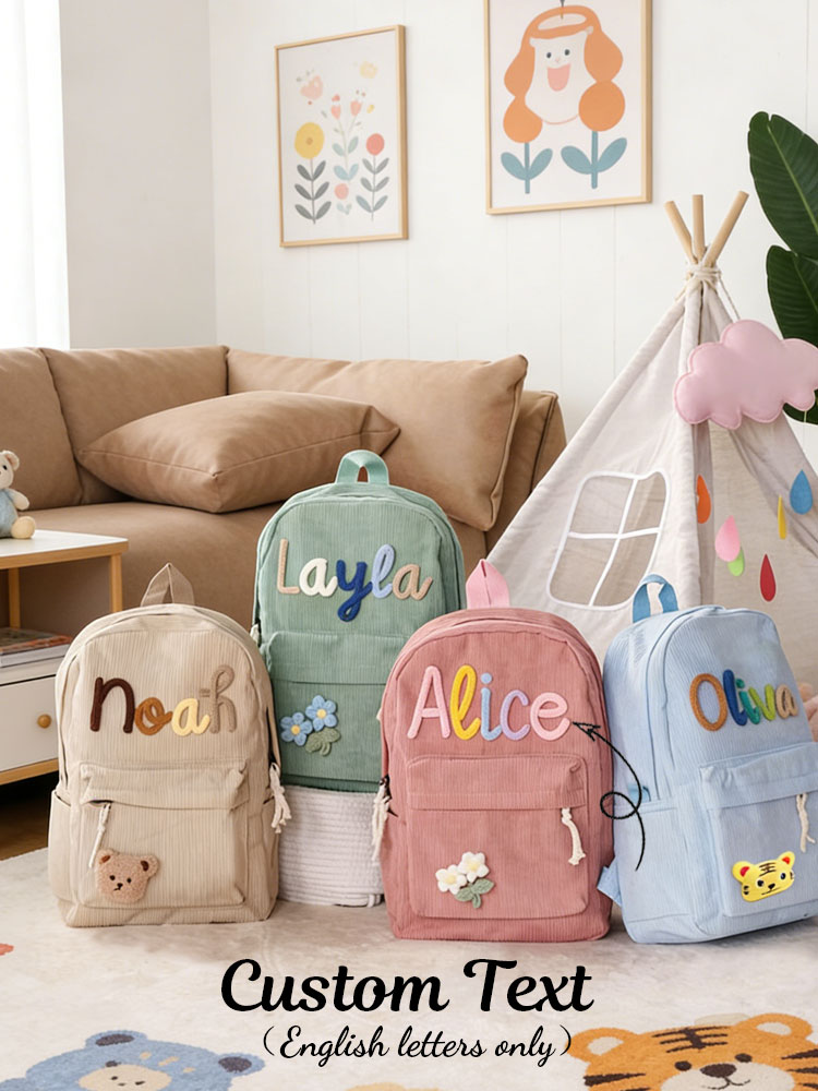 Embroidery Initials Designs - Personalizowany plecak unisex z sztruksu —