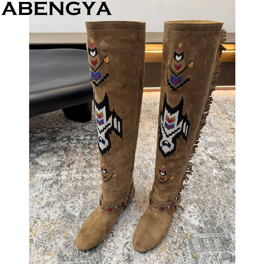 Embroidery Yes - ABENGYA 2026 Zimowe Nowe Kozaki Damskie