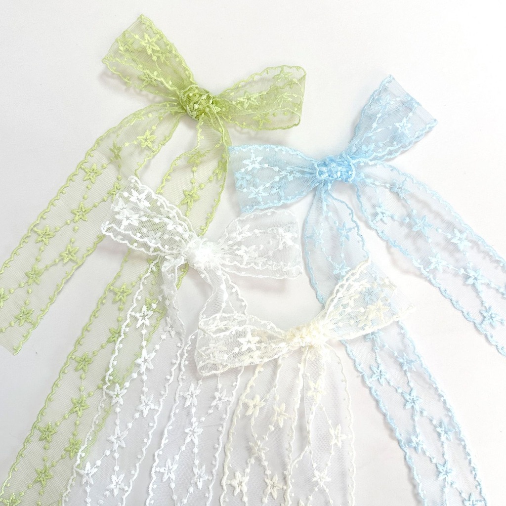 Embroidery Ribbon - Wstążka z haftowanymi gwiazdami, miękka haftowana