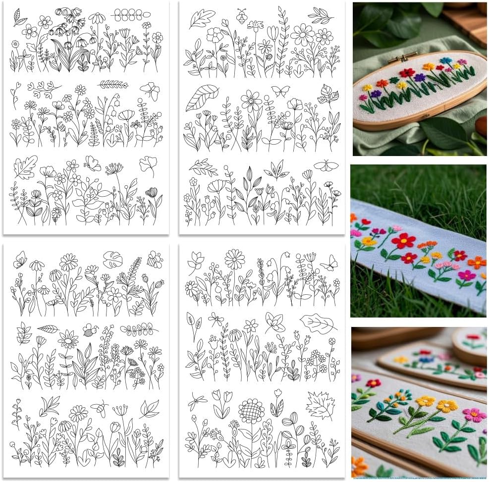Embroidery Flower Pattern - Stabilizatory do haftu rozpuszczalne w wodzie,