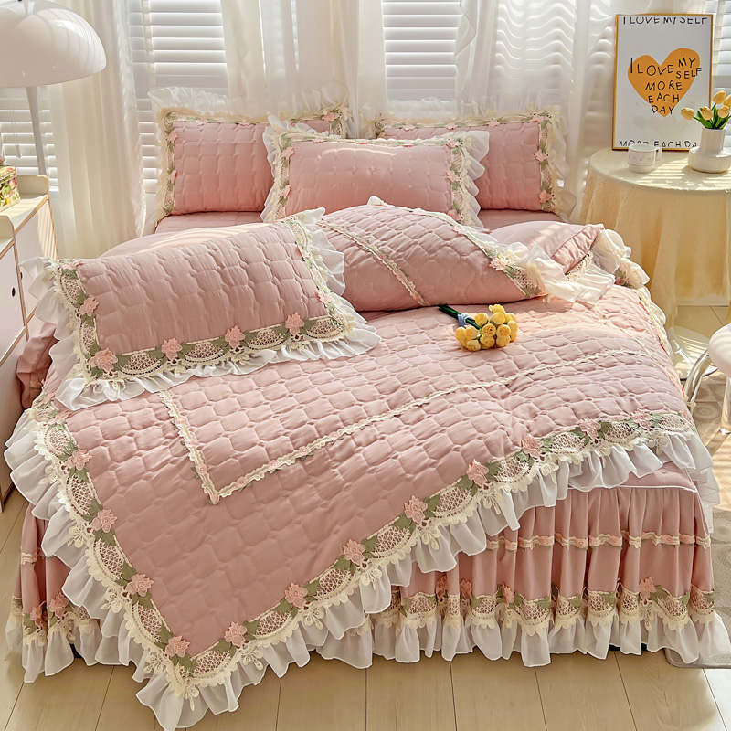 Embroidery Quilt Cover - Różowy koreański w stylu księżniczki powłoczki