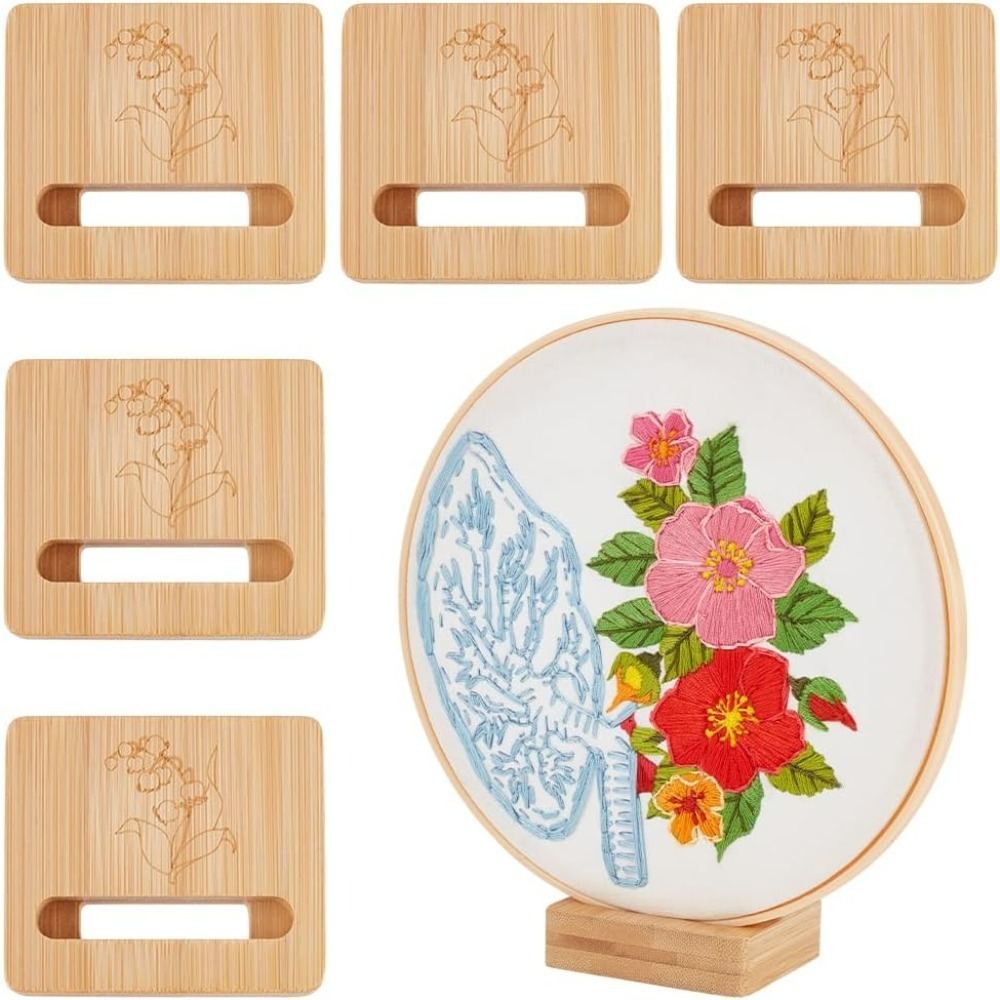 Embroidery Flower Pattern - 6 szt. Drewnianych stojaków na tamborki