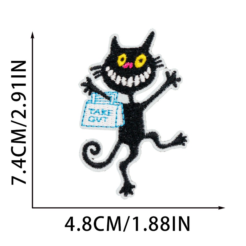 Śmieszne Czarne Koty Okrągłe S – Embroidery On Black Shirt recenzja i cena
