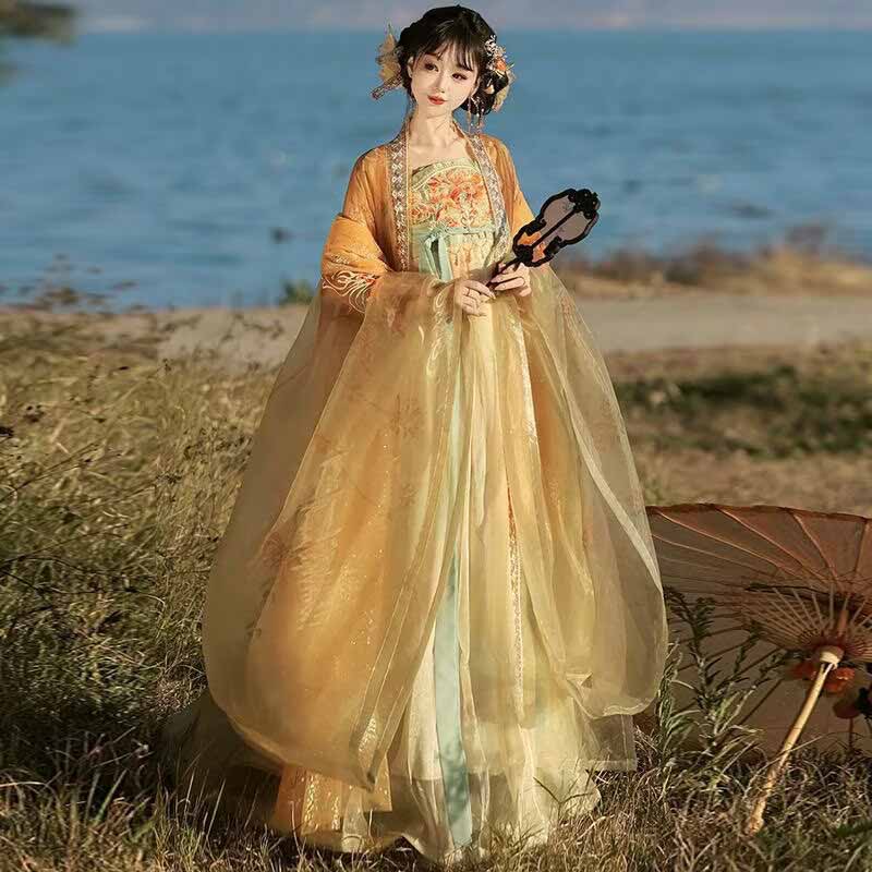 Damska tradycyjna chińska suki – Embroidery Yellow Dress recenzja i cena