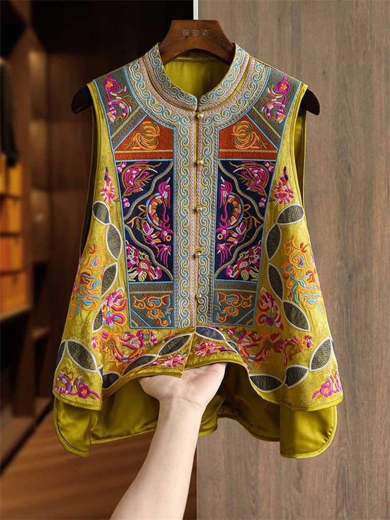 Damska kamizelka z haftem w st – Embroidery Yellow recenzja i cena