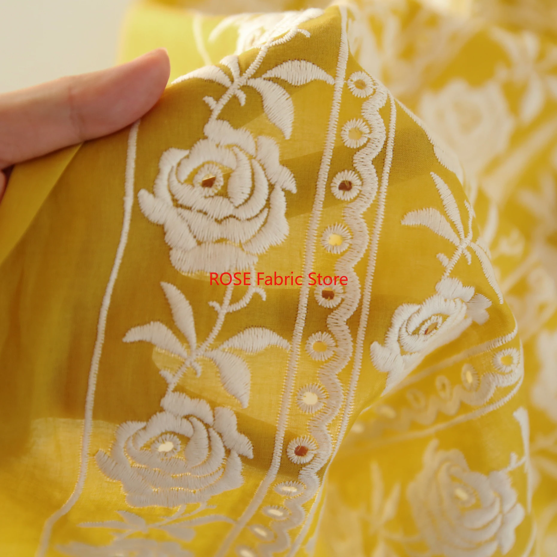 Francuska bawełna żółta róża,  – Embroidery Yellow Dress recenzja i cena