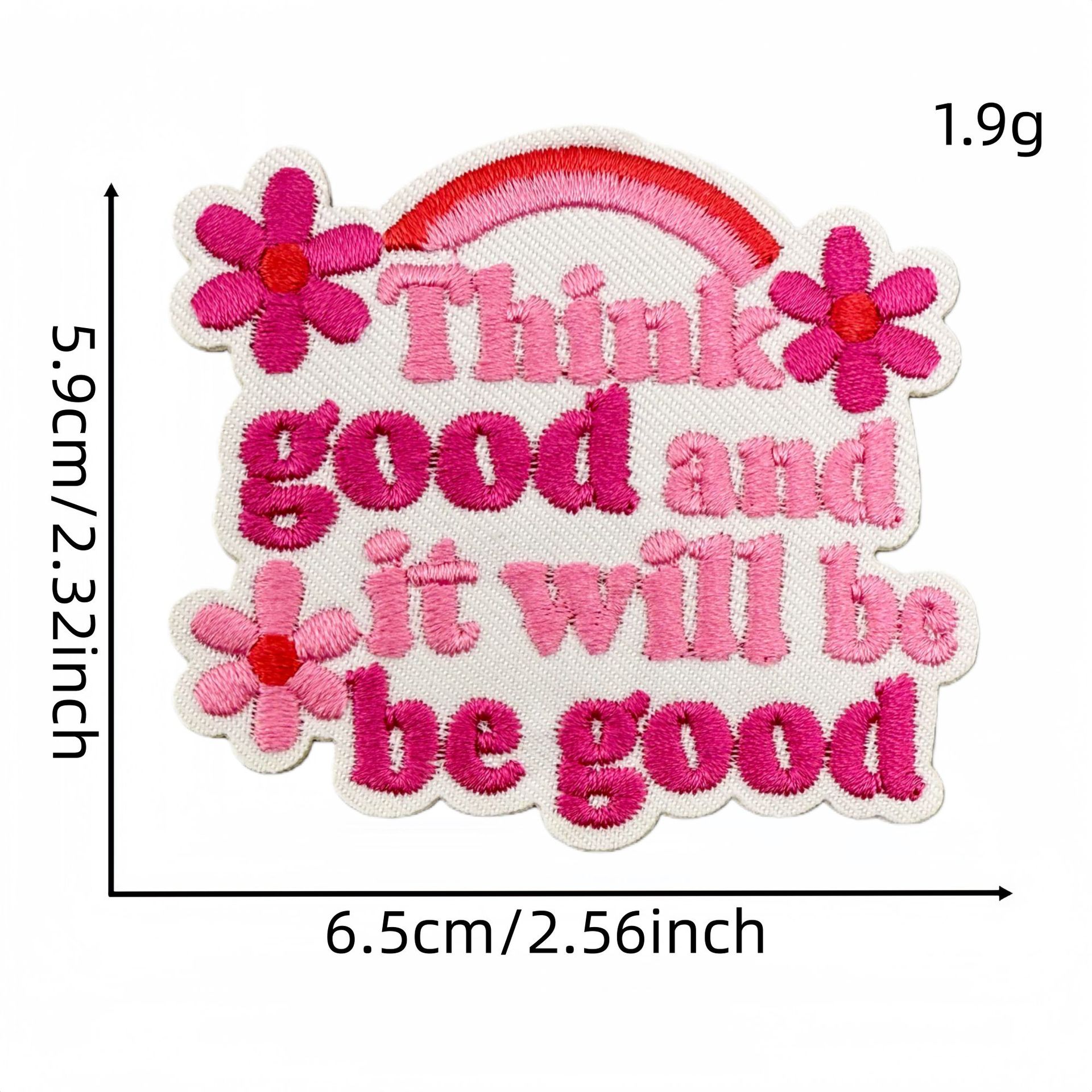 Różowe naszywki z haftem, angi – Embroidery Quote recenzja i cena